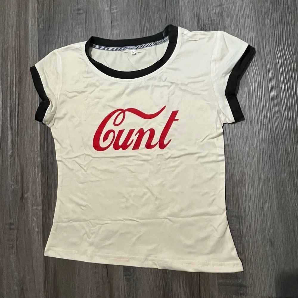 Coca Cola Print C.u. nt Goth Baby Tee Y2K Aesthetic Grunge Graphic Emo Girl - Picture 2 of 4